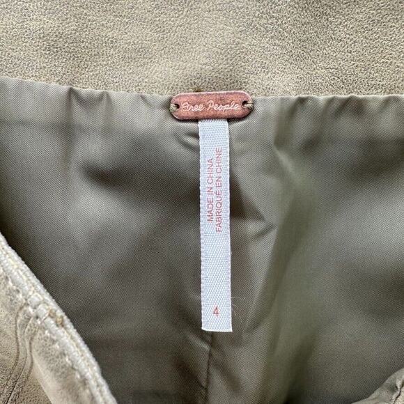 NWT Free People Modern Femme Vegan Leather Mini Skirt Size 4 Green Preppy Boho - Picture 7 of 10